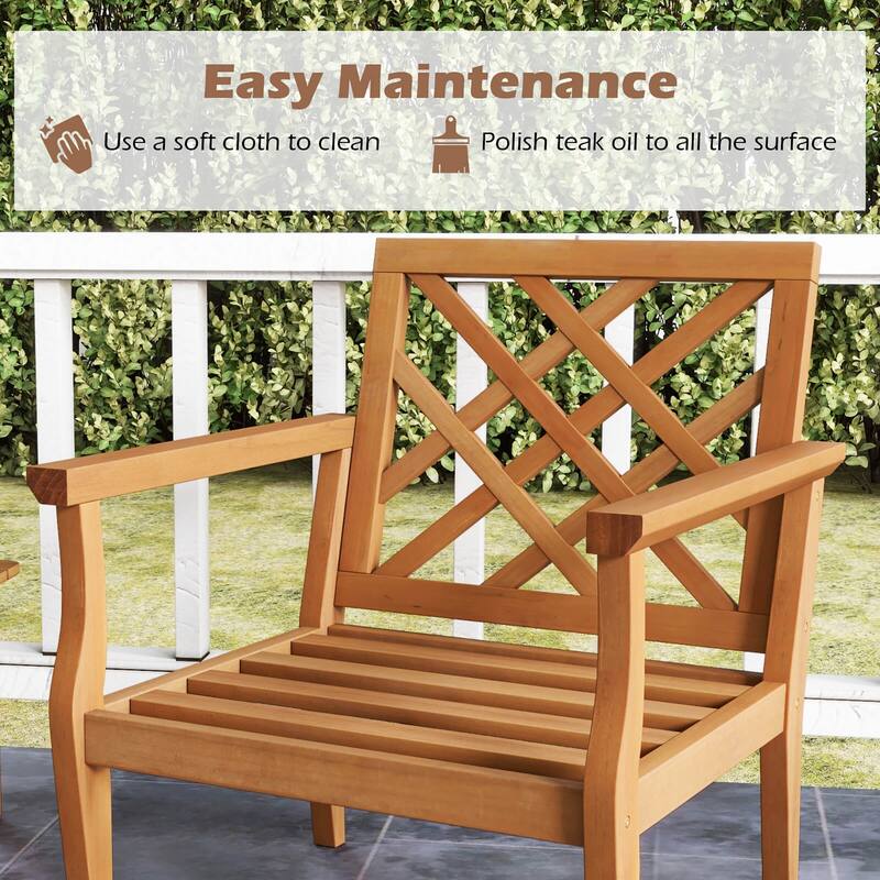Gymax 3PCS Patio Dinning Set End Table & Chiars Set of 2 w/ Cozy