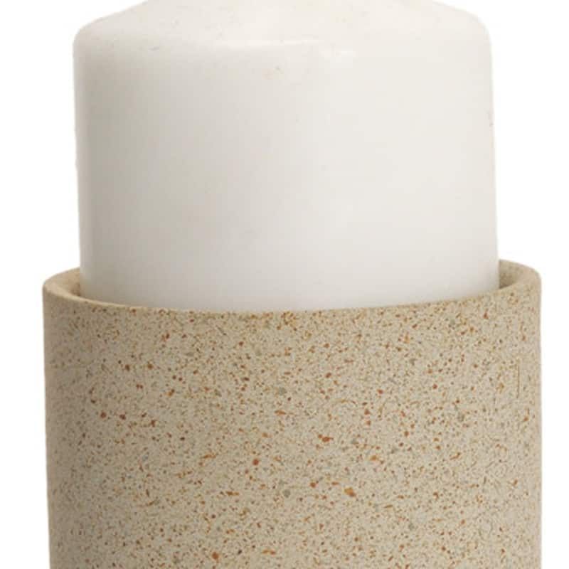 11" Beige Metal Tabletop Pillar Candle Holder