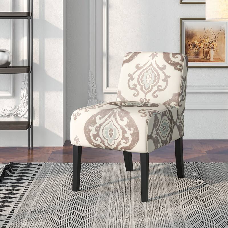 Gymax Armless Accent Chair w/ Rubber Wood Legs Modern Vanity Chair for