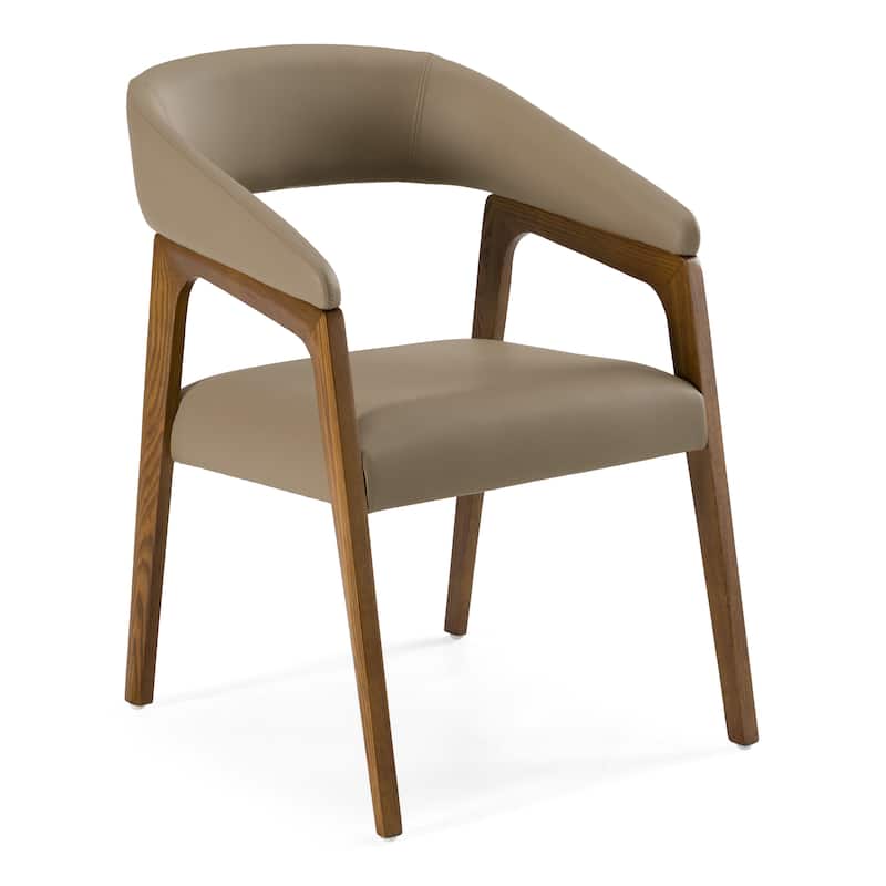 Modrest Clive Mid-Century Taupe & Walnut Dining Chair