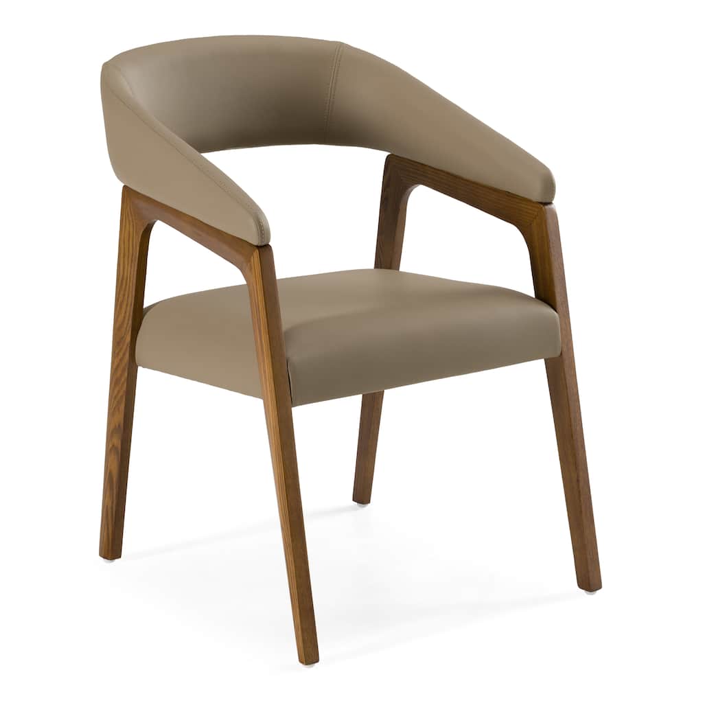 Modrest Clive Mid-Century Taupe & Walnut Dining Chair