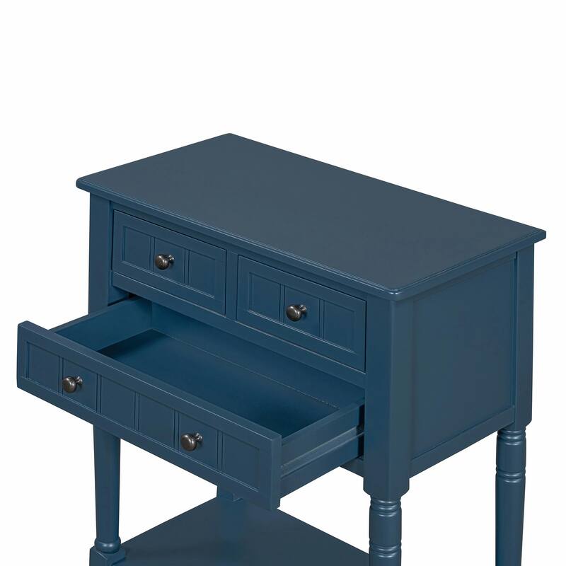 Narrow Console Table with 3 Drawers and Bottom Shelf