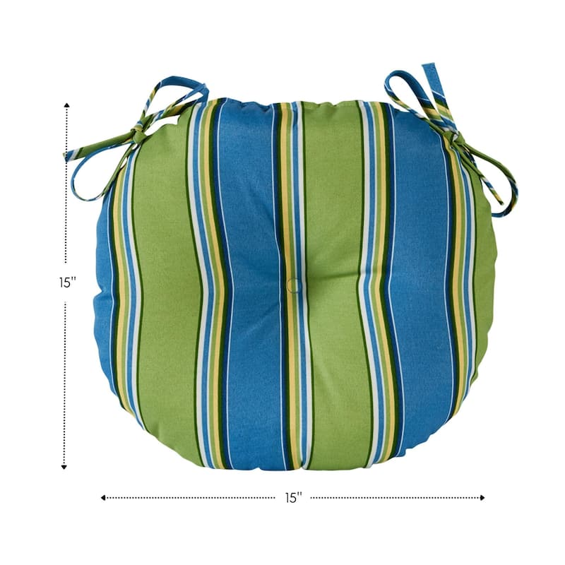 Cayman Stripe Outdoor 15-inch Bistro Chair Cushions (Set of 2)