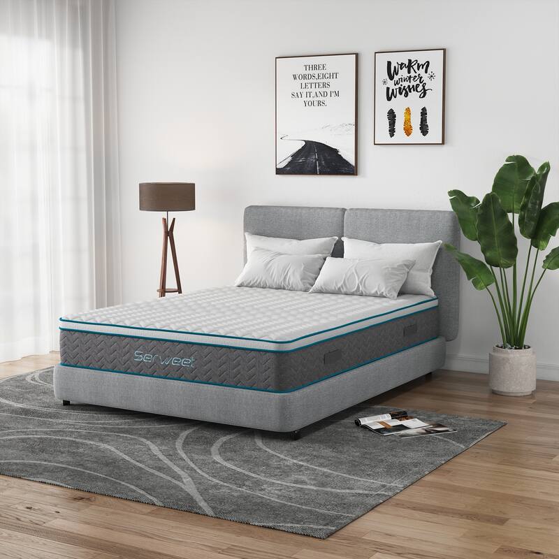 Serweet 12-inch Hybrid Memory Foam 7-Zone Pocket Innerspring Mattress - Blue