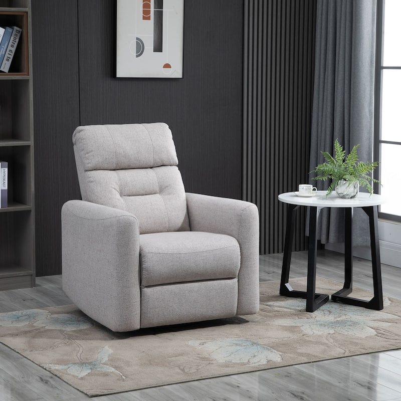 HOMCOM Manual Recliner Swivel Chair Rocker Armchair Sofa with Linen Upholstered Seat and Backrest for Living Room - Beige