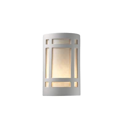 Justice Design Ambiance Bisque Outdoor Small Craftsman Window Wall Sconce
