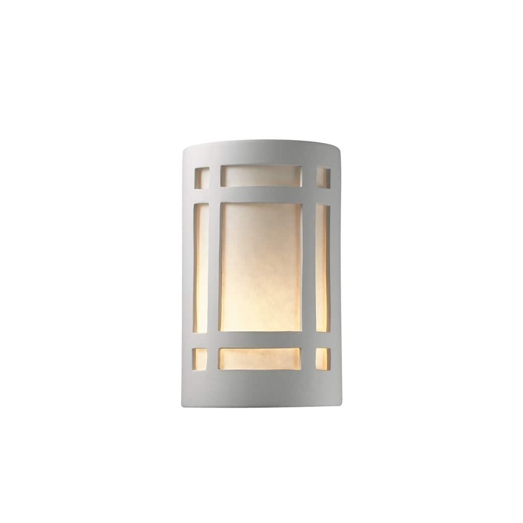 Justice Design Ambiance Bisque Outdoor Small Craftsman Window Wall Sconce