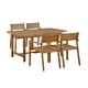preview thumbnail 6 of 15, Roomfitters Farmhouse 5-Piece Outdoor Dining Set for 4, 59-Inch Rectangular Table, Umbrella Hole, Acacia