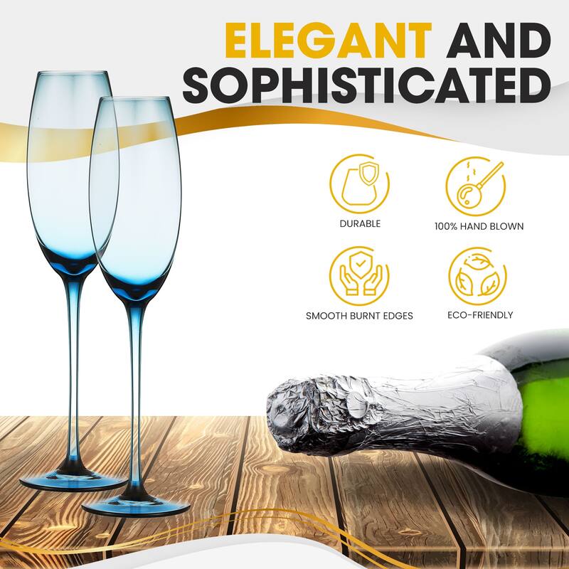 Berkware Luxurious and Elegant Sparkling Colored Glassware - Champagne Flutes