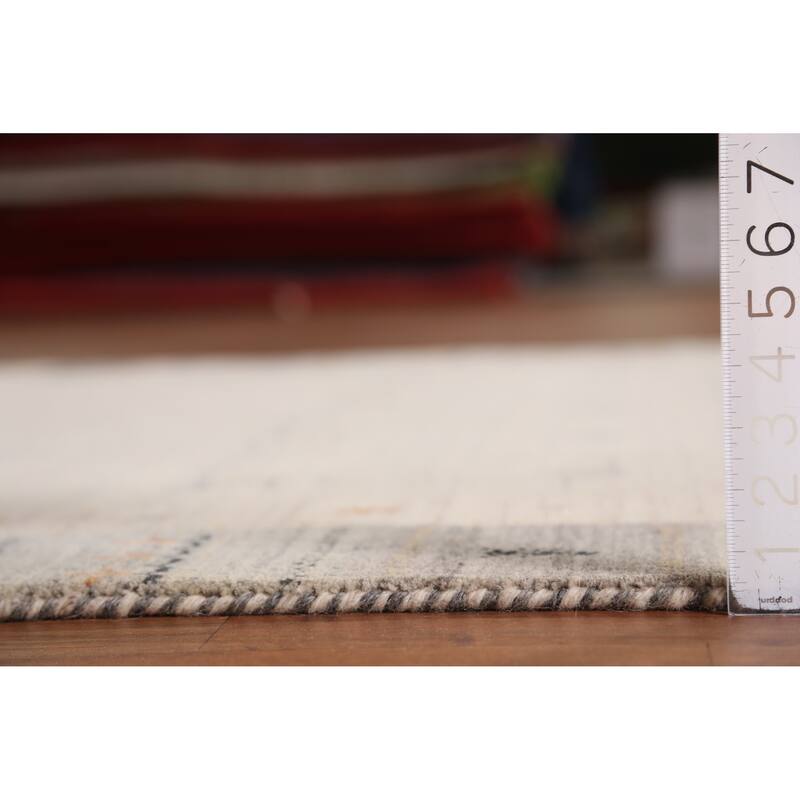 Tribal Beige Gabbeh Indian Area Rug Handmade Modern Wool Carpet - 5'4" x 7'7"