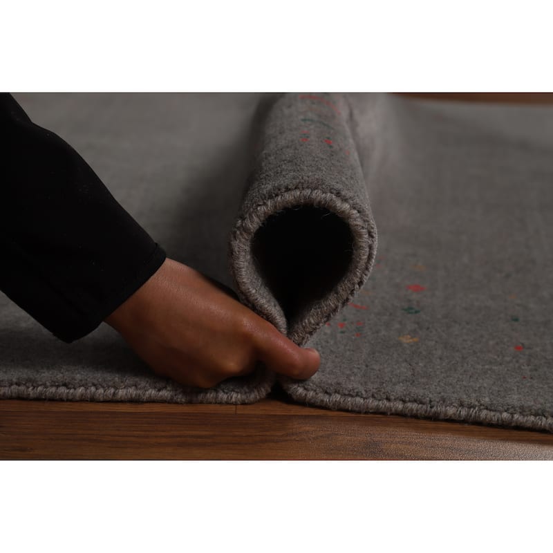 Hand Knotted Oriental 100% Wool Carpet Tribal Tribal Greys & Charcoal Gabbeh Area Rug - 8' 2'' X 5' 2''