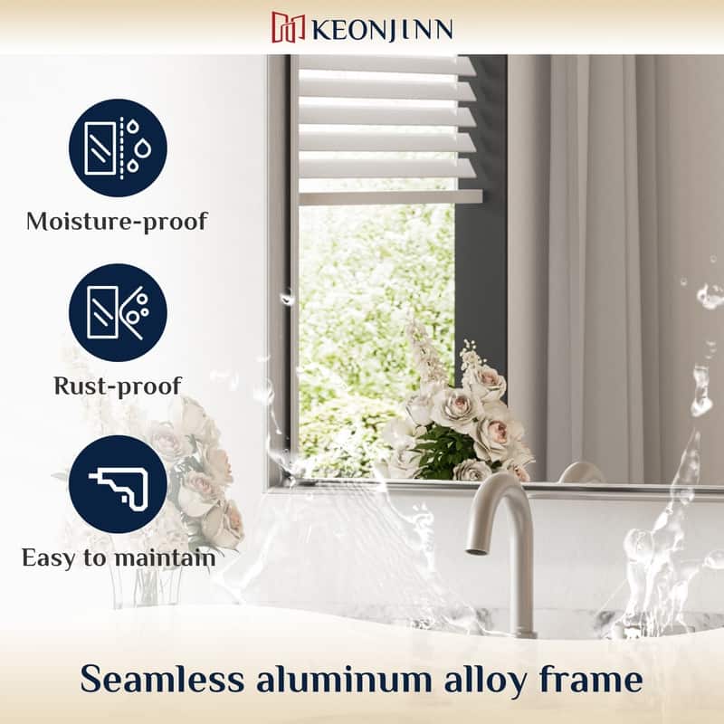 Keonjinn Aluminum Framed Wall Mount Bathroom Vanity Mirror