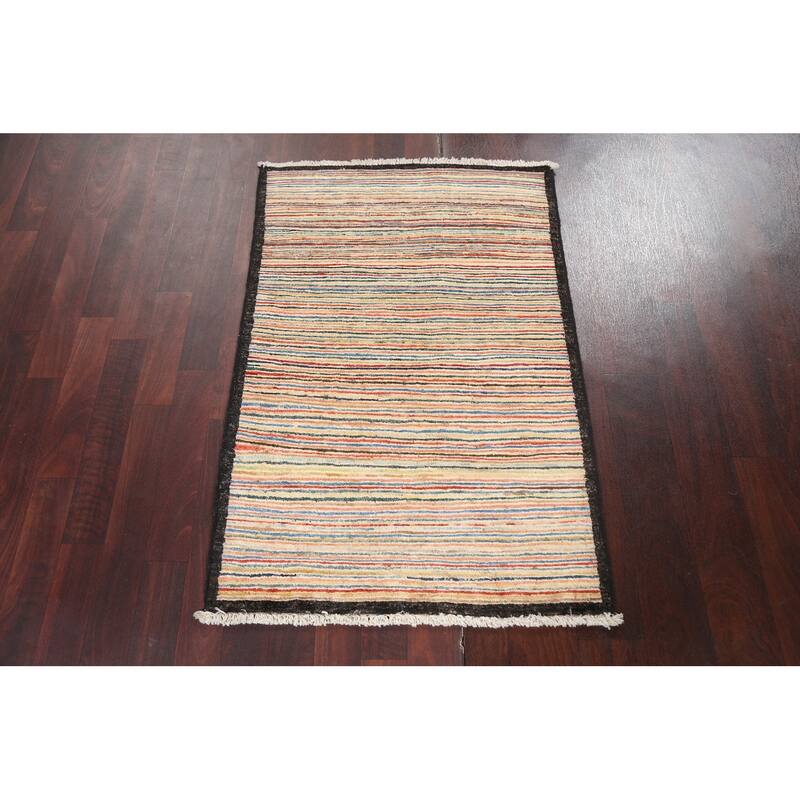 Modern Gabbeh Kashkoli Wool Area Rug Hand-knotted Home Decor Carpet - 2'6" x 3'9"
