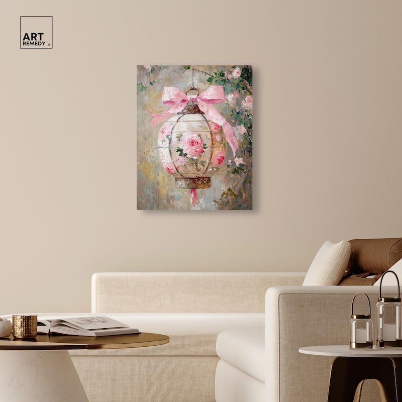 Rose Garden Lantern Canvas by Art Remedy, Gallery Wrapped