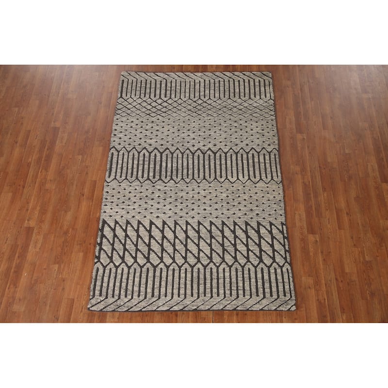 Trellis Moroccan Indian Area Rug Living Room Handmade Wool Carpet - 5'0"x 7'9"