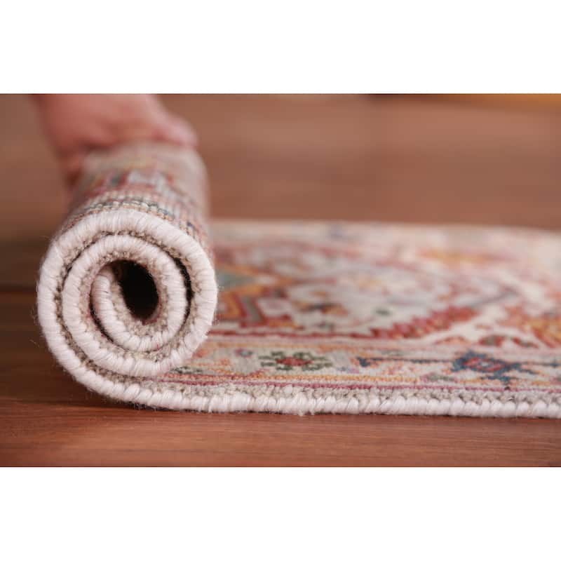 Hand Knotted Oriental 100% Wool Carpet Traditional Medallion Greys & Charcoal Heriz (serapi) Area Rug - 3' 0'' X 2' 0''