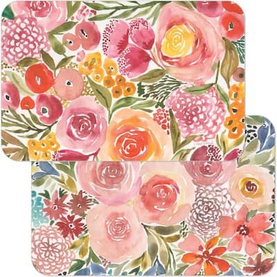 Wipe-Clean Reversible Decofoam Placemats, Full Bloom, Set of 4, Made in The USA