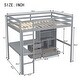 preview thumbnail 7 of 11, Grey Full Wood Loft Bed with Desk, Storage & Guardrails