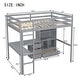 preview thumbnail 7 of 11, Wood High Full Size Loft Bed with Desk,Storage Shelves and Drawers for Home