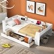 preview thumbnail 3 of 12, White Twin Size Pine All-in-One Platform Daybed w/ Shelves, Built-In Charging Station Upholstered Bed Frame for Living Room