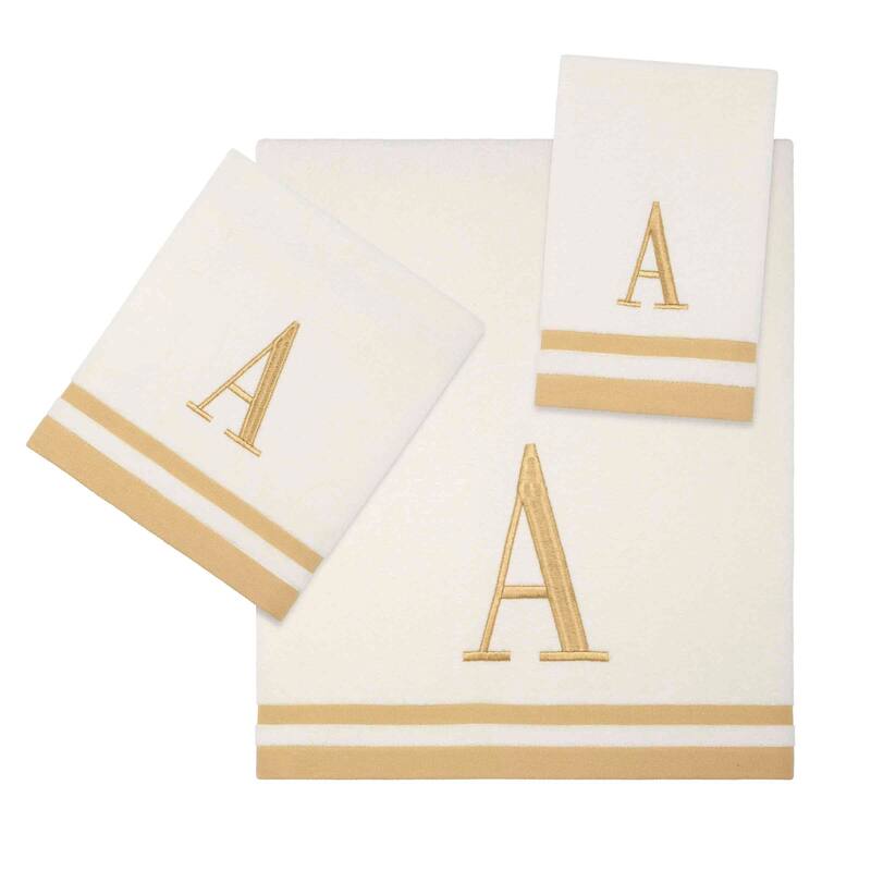 Avanti IVR/GLD Monogram 3-Piece Towel Set