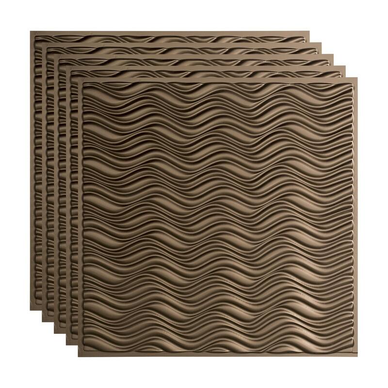 FASÄDE Current Decorative Vinyl 2ft x 2ft Lay in Ceiling Panel in Argent Bronze (5 Pack) - 5 Pack - Argent Bronze