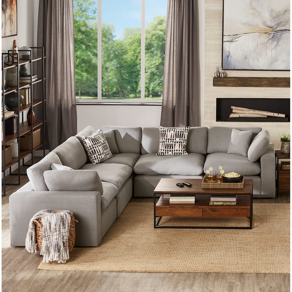 Anka Grey Linen 5-seat Sectional Sofa by iNSPIRE Q Modern