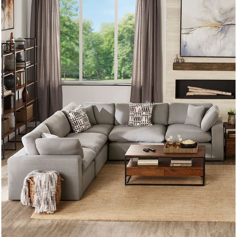 Anka Grey Linen 5-seat Sectional Sofa by iNSPIRE Q Modern