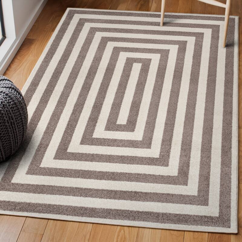 JONATHAN Y Olivier Modern Classic Mitre Stripe Brown/Ivory Rug