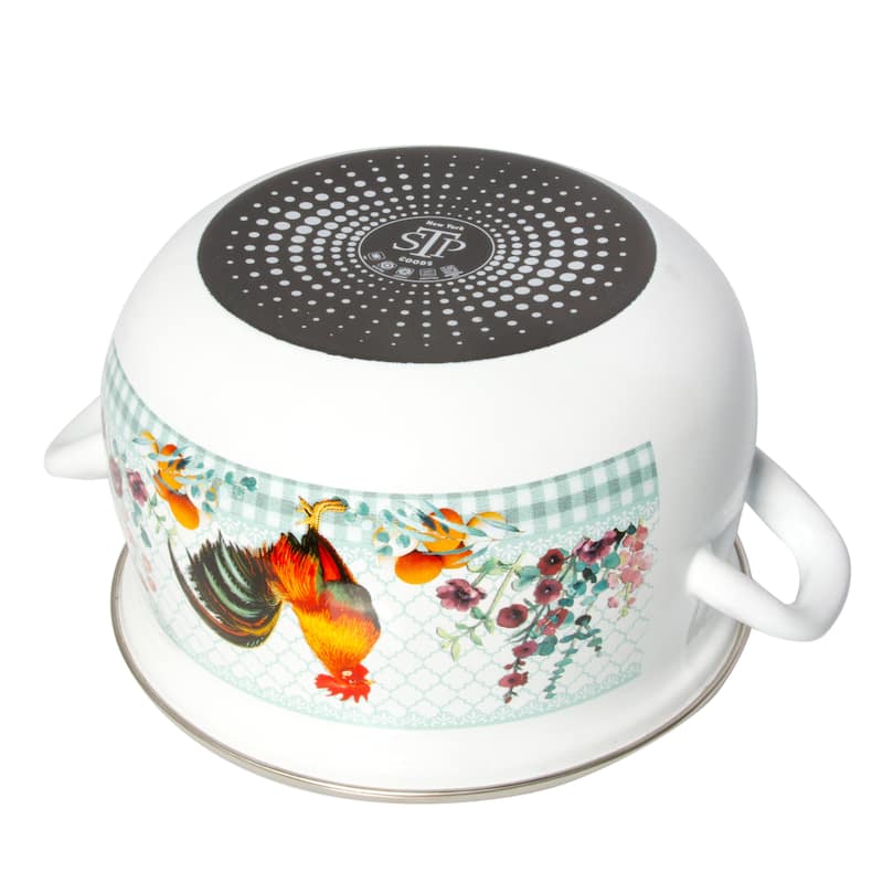 STP Goods Golden Rooster Belly Deep Enameled Casserole w/Glass Lid