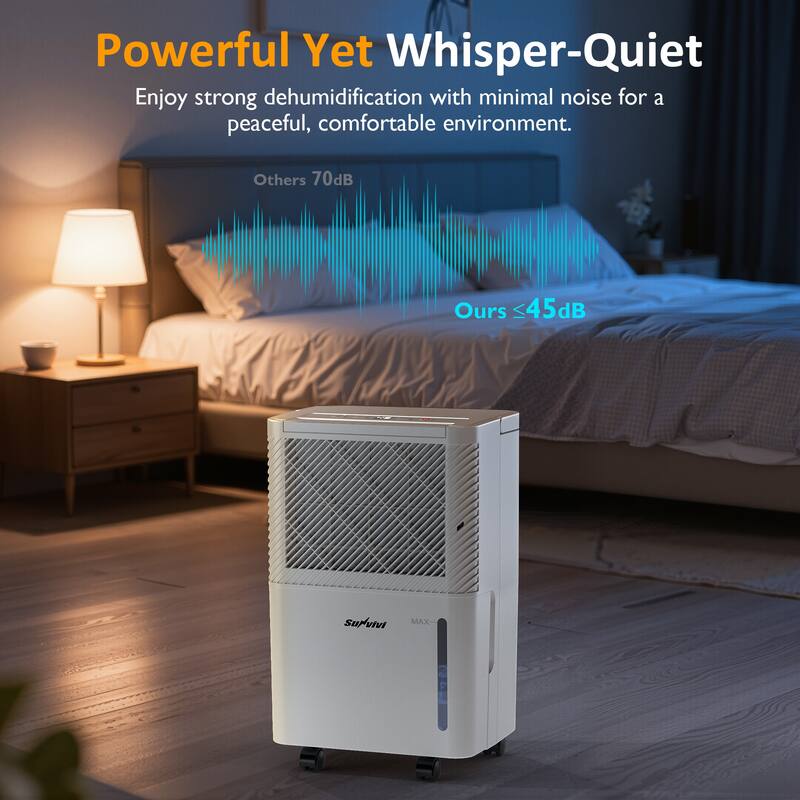 2,500 sq ft Portable Dehumidifier with Drain Hose, 24H Timer