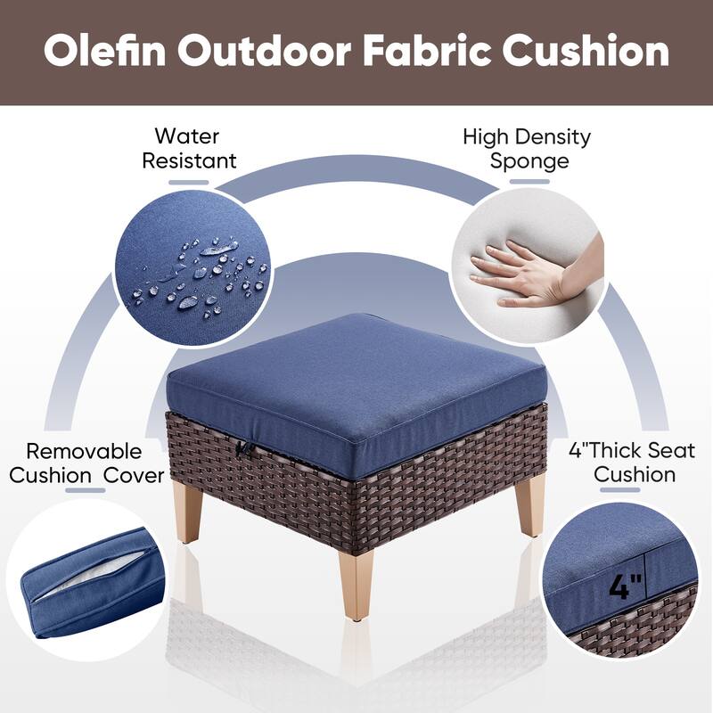 Gymojoy PE Rattan Patio Chairs, Ottoman Set