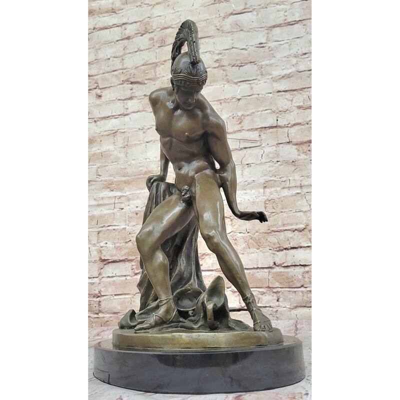 Greek Hero Achilles Hercules Leonidas Hoplite Warrior Bronze Statue Sculpture Decor 14 Inches X 10 Inches