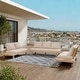 preview thumbnail 2 of 27, Christopher Knight Home - Topia Mid-Century Outdoor Sectional Sofa Set with Water-Resistant Cushions 3 Piece WITHOUT Table - Light White
