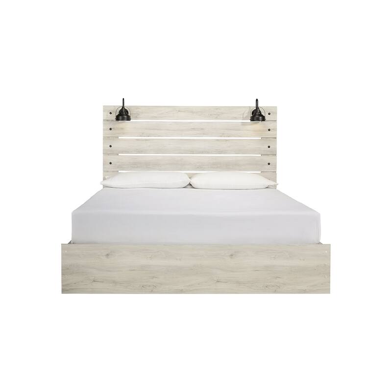 Cambeck Whitewash Panel Bed With 2 Under Bed Storage Drawers