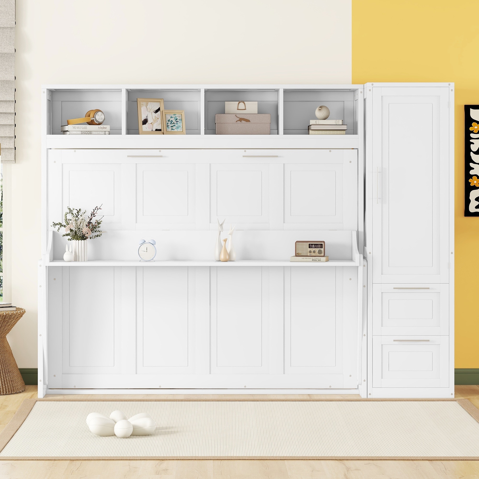 Full / Queen Murphy Bed with Closet and Drawers Space Saving Design