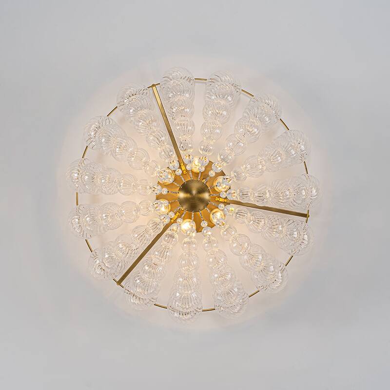 Glam 6-Light Twisted Glass Globe String Flush Mount - 19.7in