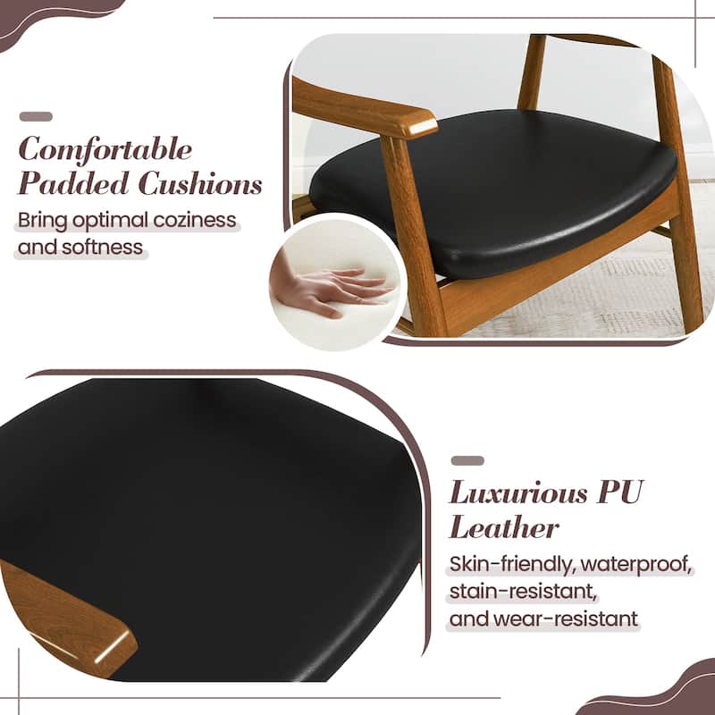 Gymax Set Of 4 PU Leather/Velvet Dining Chair w/ Padded Seat & Back