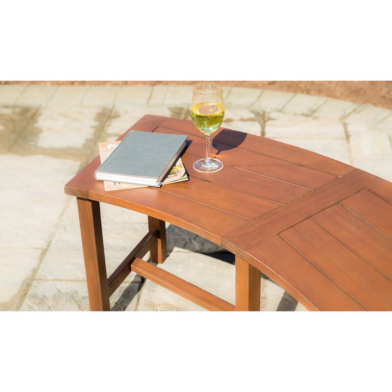 51 in. Natural Wood Curved Eucalyptus Slatted Backless Bench - 51.6x18.1x21.7