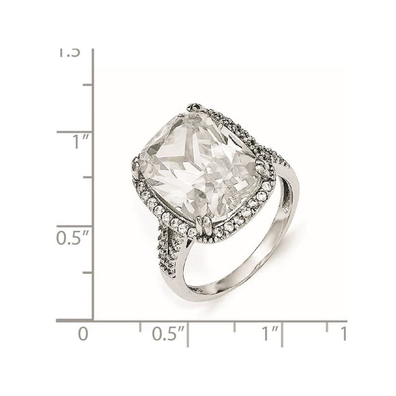 Curata 925 Sterling Silver CZ Cubic Zirconia Simulated Diamond Square Ring