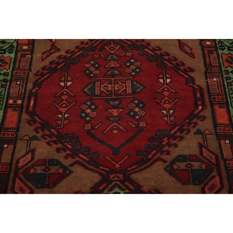 Hand Knotted Oriental 100% Wool Carpet Traditional Tribal Brown Ardebil Runner Rug - 11' 4'' X 3' 6''