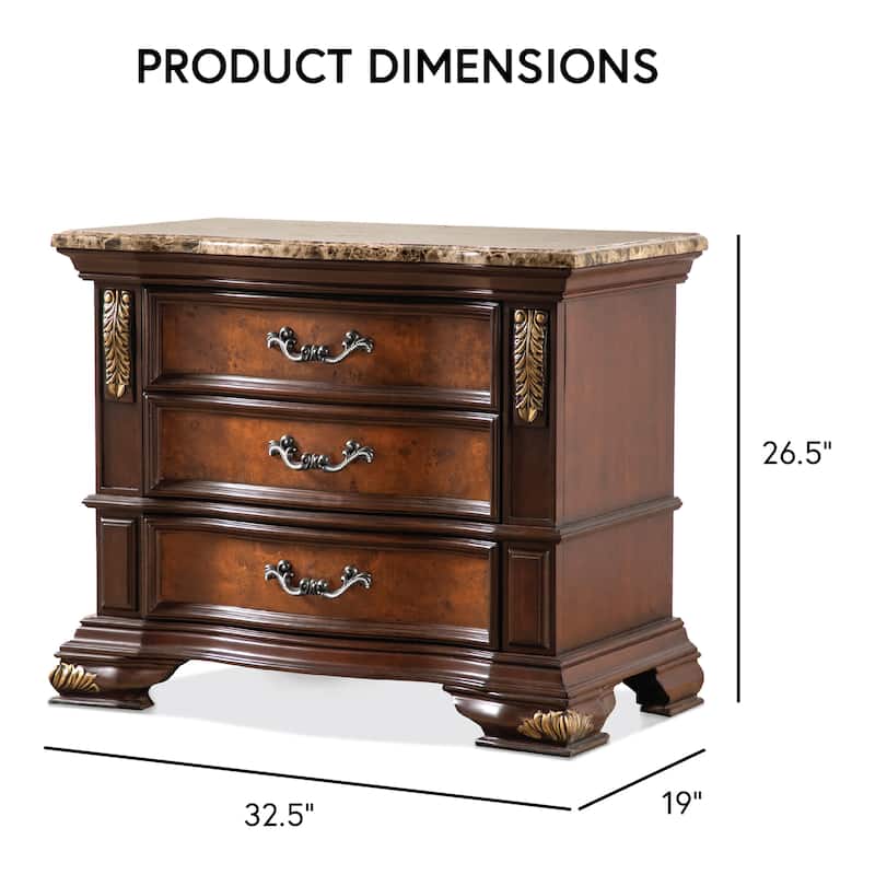 Furniture of America Cresswell Traditional 3-Piece Dark Cherry and Oak Wood Dresser and 2-Nightstand Bedroom Set