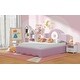 preview thumbnail 5 of 9, Full Size Upholstered Platform Bed with LED Headboard - Pink