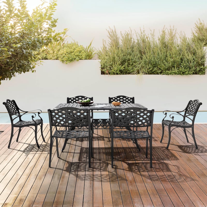 Outdoor Rectangle Cast Aluminum Dining Table with 2.09'' Umbrella Hole