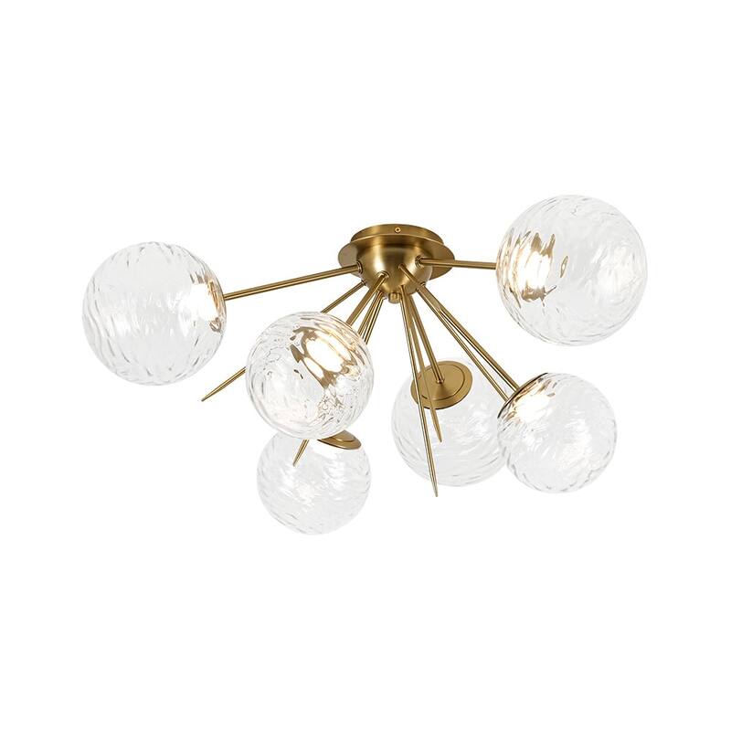 Sculptural Textured Glass Globe Dimmable LED Sputnik Ceiling Light