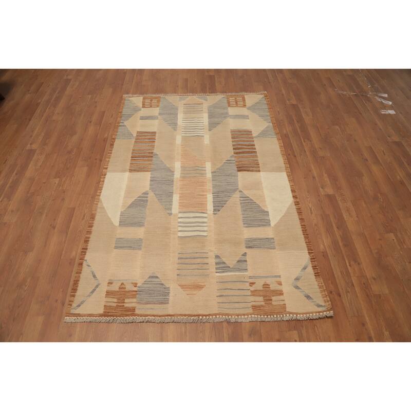 Hand Woven Oriental 100% Wool Carpet Southwestern Tribal Multi-Colored Kilim Area Rug - 6' 2'' X 4' 0''