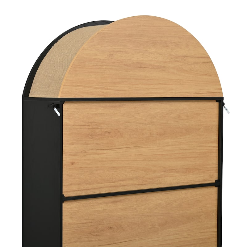 3-Piece TV Stand Set with Bookshelf for TVs Up to 70", Wood Grain Entertainment Center with Arched Design, Tempered Glass Doors