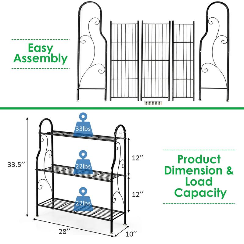 3 Tier Metal Plant Stand Plant Display Rack with Adjustable Feet