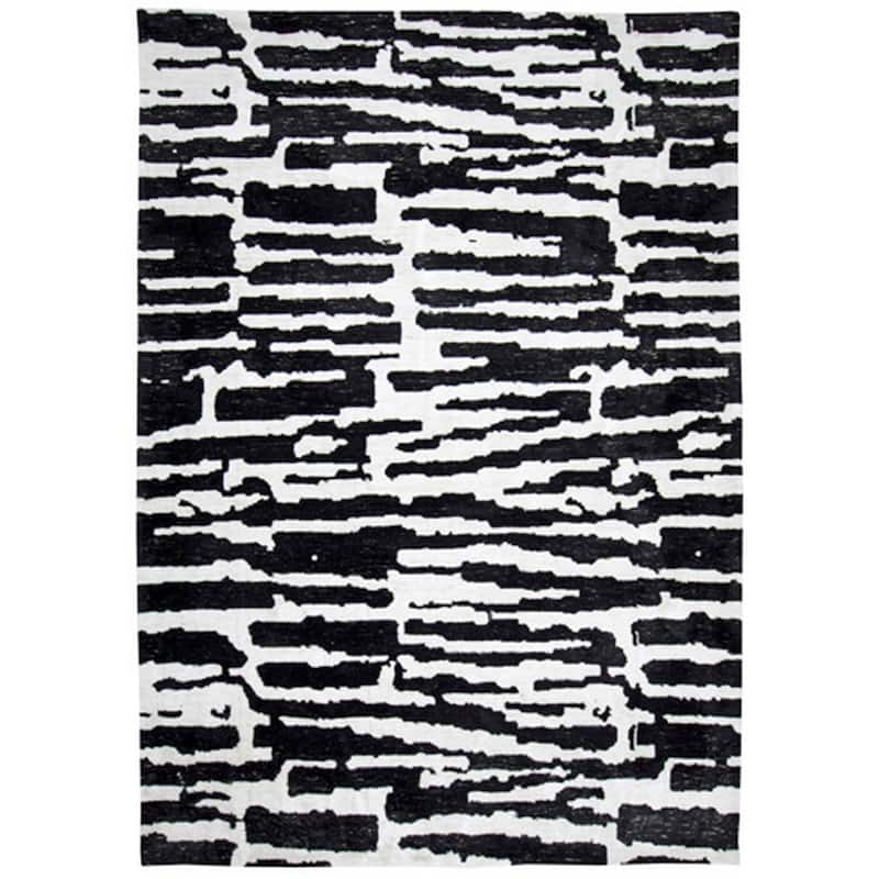 Shaw 8 x 10 Large Area Rug, Modern Abstract Design, Black Ivory Polyester - 8 x 10