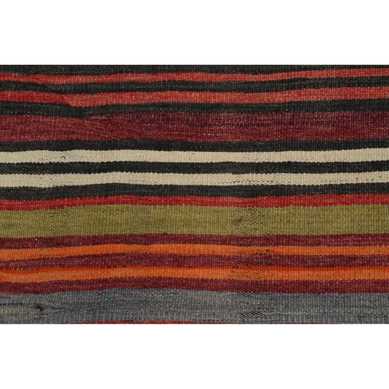 Hand Woven Oriental 100% Wool Carpet Southwestern Geometric Multi-Colored Kilim Area Rug - 11' 6'' X 5' 3''